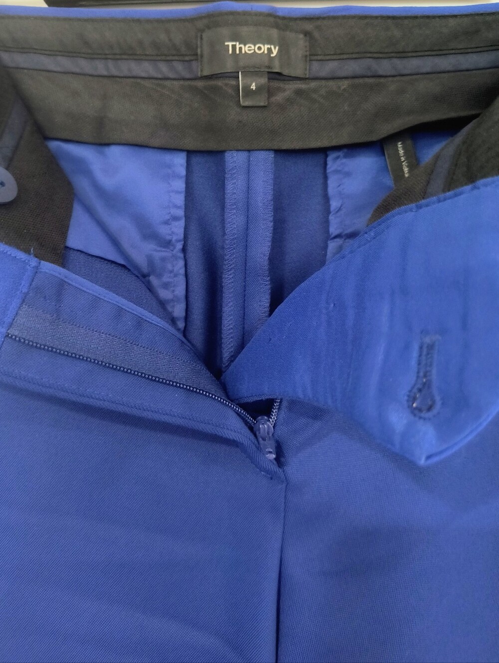 Theory Slim Ankle Pants in Cobalt Blue - Picture 2 of 4